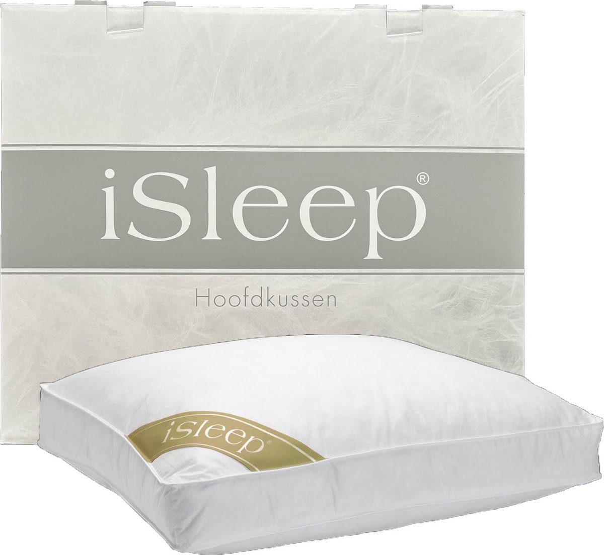 iSleep Donzen Hoofdkussen - 100% Ganzendons - Boxkussen - 60x70 cm Wit