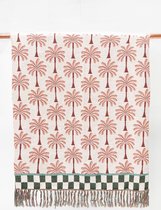 Sissy-Boy - Jacquard deken met palmboom patroon en franjes (130x180cm)