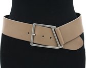 Thimbly Belts Dames brede heupriem champagne - dames riem - 6 cm breed - Champagne - Echt Nerf Leer - Taille: 100cm - Totale lengte riem: 115cm