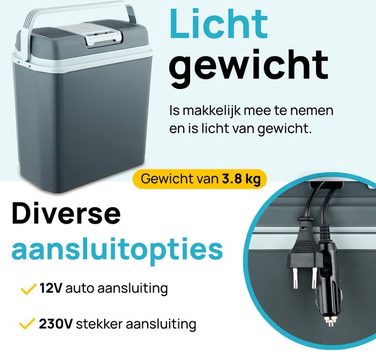 MOA Koelbox Elektrisch 12V en 230 volt - Coolbox - 22L - Frigobox - Grijs van MOA — afbeelding 5