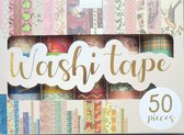Washi tape plakband - 50 rolletjes decoratietape - met diverse kleuren en motiefjes