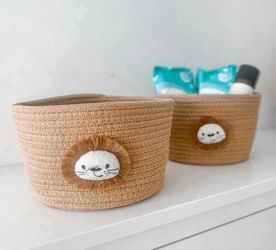 Commodemandje leeuw jungle - jute - medium - commodemandjes - commode organizer - babykamer decoratie - babykamer accessoires — afbeelding 2