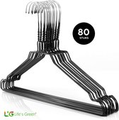 Life's Green® - Kledinghangers - 80 stuks - Kledinghanger LGS1900 - Zwart - Metaal
