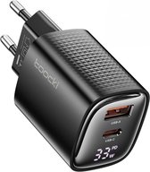 Toocki GaN Snellader - 33W met Led-Display - USB-C en USB-A - 2 Oplaad Poorten -Quick Charge - Geschikt Voor Alle Smartphones, Tablets en Laptops - Telefoon Oplader
