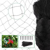 75x15m Vogelbeschermingsnet voor vijver - Zwart - Herbruikbaar en scheurvast - Met 8 grondankers - Fruitboomnet met maas 25mm bird netting