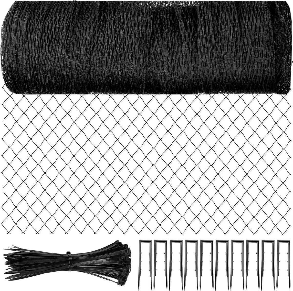 Filet De Sécurité Plastique 50m, Maille 3cm - Clôture Pour Poules, Animaux, Jardin - Noir, Résistant UV