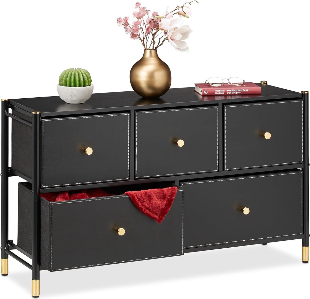 Relaxdays Meuble de rangement, HxLxP : 98,5 x 46 x 30 cm, 4 tiroirs Relaxdays Meuble de rangement, HxLxP : 98,5 x 46 x 30 cm, 4 tiroirs