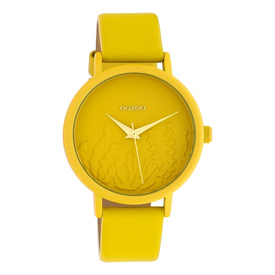 OOZOO Timepieces - Mosterd gele horloge met mosterd gele leren band - C10602
