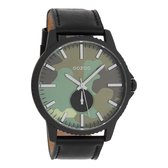 OOZOO Timepieces - Zwarte horloge met zwarte leren band - C10334