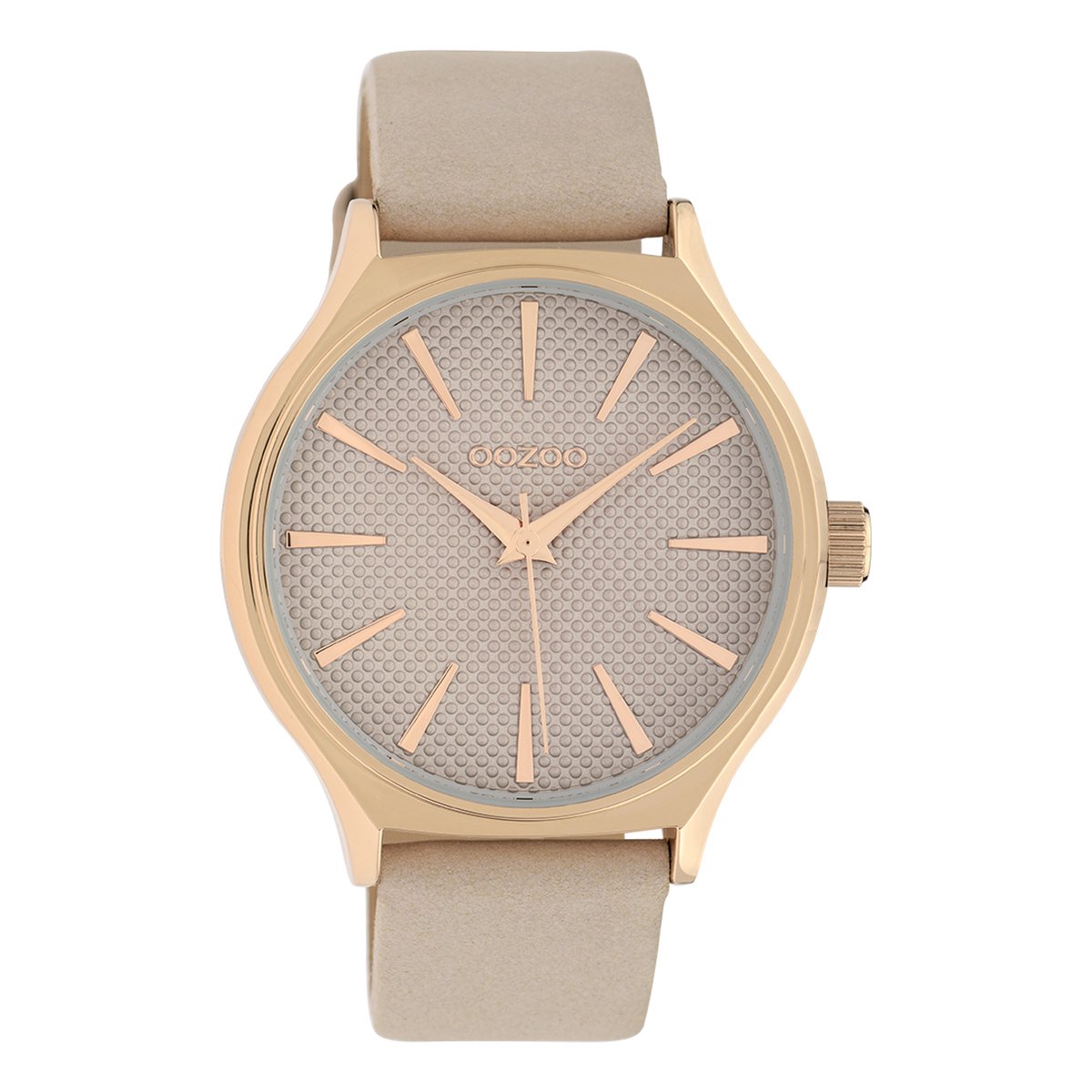 OOZOO Timepieces - Rosé goudkleurige horloge met oud roze leren band - C10106