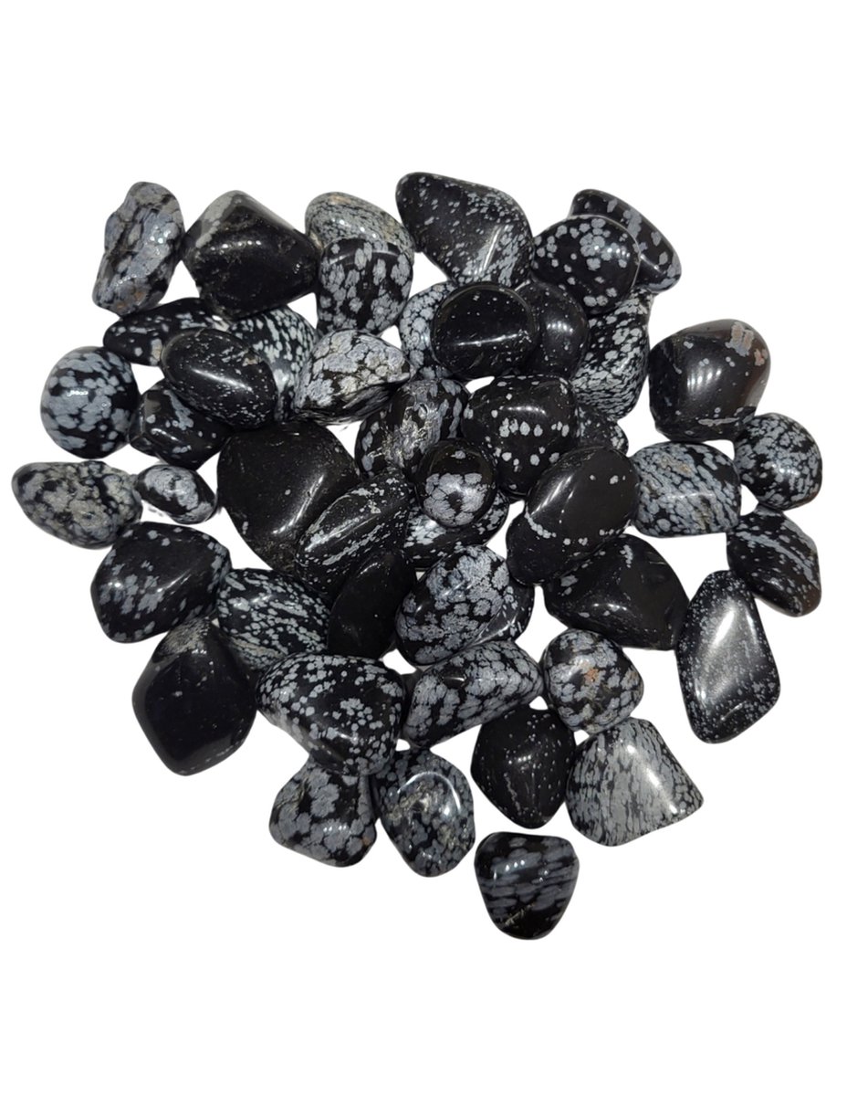 Ruben Robijn Obsidiaan sneeuwvlok trommelstenen 500 gr. (mt3) Wit / zwart