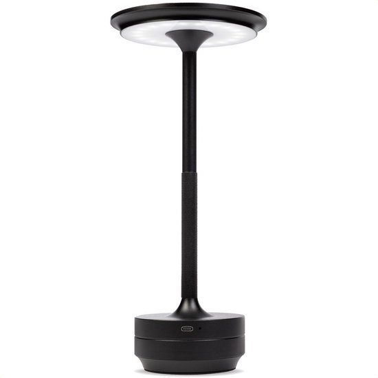 Goliving Tafellamp Oplaadbaar – Draadloos en dimbaar – Moderne touch lamp – Nachtlamp Slaapkamer – Spatwaterbestendig – 27 cm – Zwart