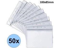 Fako Bijoux - 50x Badgehouder Plastic Horizontaal - ID Naamkaarthouder - Kaarthouder - 10x8.5cm - Transparant - Waterproof - 100x85mm - 50 stuks