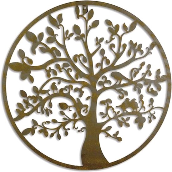 Levensboom - Metalen wanddecoratie - ijzeren wanddecoratie - voor binnen & buiten Ø 51 cm