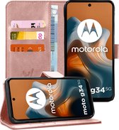 Hoesje geschikt voor Motorola Moto G34 - Portemonnee Book Case Rosegoud