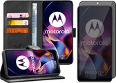 Hoesje geschikt voor Motorola Moto G54 - Privacy Screenprotector Volledig Dekkend Glas - Portemonnee Book Case Zwart