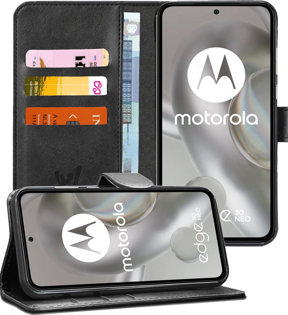 Hoesje geschikt voor Motorola Edge 30 Neo - Portemonnee Book Case Zwart
