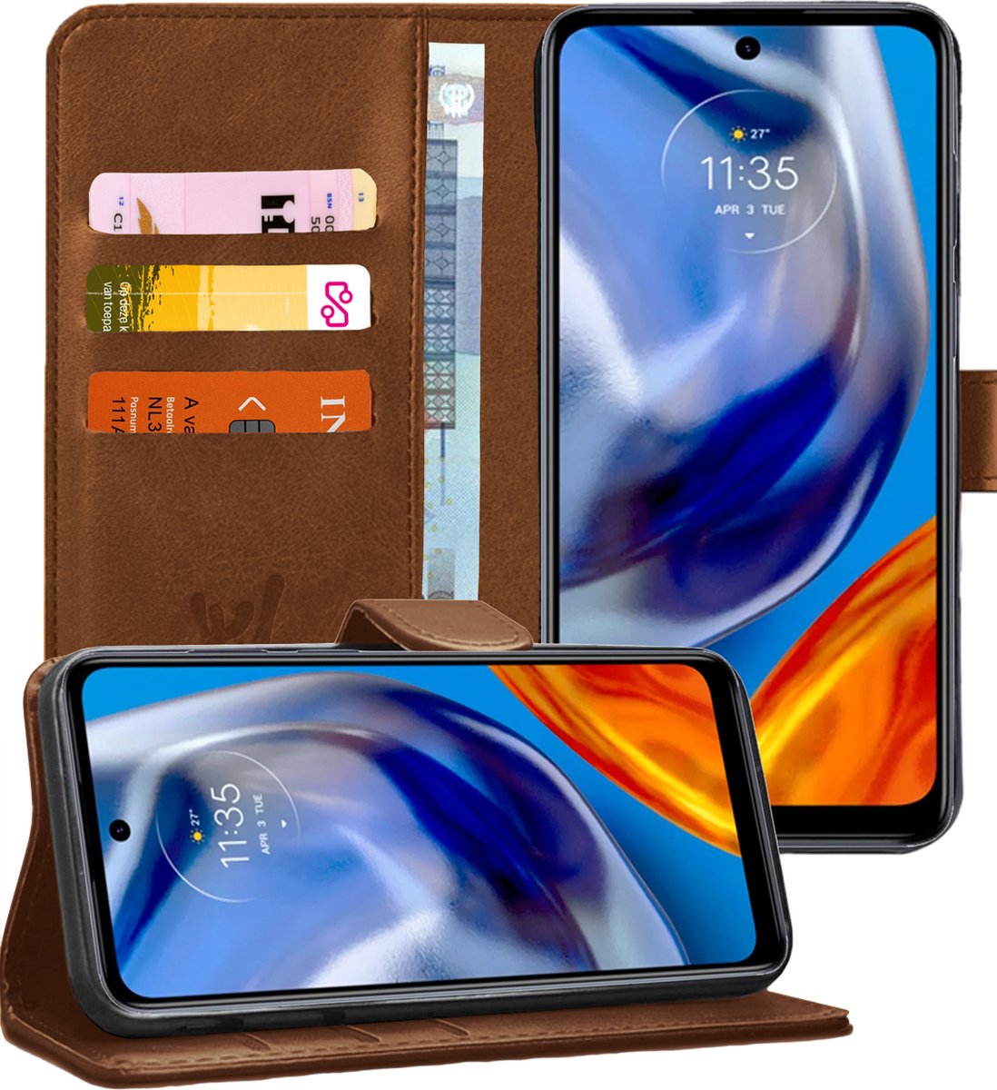 Hoesje geschikt voor Motorola Moto E32 / E32s - Portemonnee Book Case Bruin