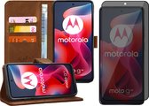 Hoesje geschikt voor Motorola Moto G24 - Privacy Screenprotector Volledig Dekkend Glas - Portemonnee Book Case Bruin