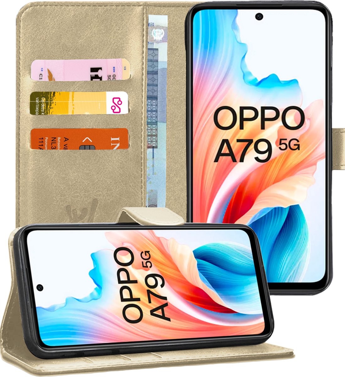 Hoesje geschikt voor Oppo A79 - Portemonnee Book Case Goud
