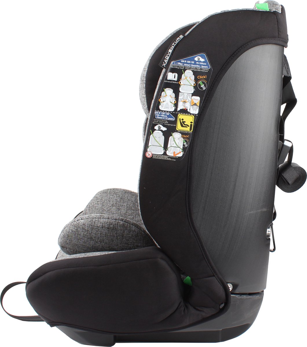 X Adventure Autostoel Premium Groep 1/2/3 9-36 kg (76 tot 150 cm) - Vanaf 15 maanden tot 12 jaar - Gordel - i-Size - Meegroei Autostoel - Grijs thumbnail 2