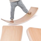 Playos® - Houten Balansbord - tot 200 kg - Kinderen en Volwassenen - 82 x 30 cm - Wiebelbord Peuters - Balanceerbord - Balance Board - Montessori Speelgoed