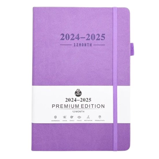 RAMBUX® - Agenda - Schoolagenda - Juli 2024 t/m juni 2025 - Notitieboek - Schrift - Jaarplanner 2024 & 2025 - Doelen - Maandplanner - Lila