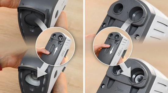Gedetailleerde weergave van het ejectie-mechanisme van de Bosch ErgoMixx handmixer.