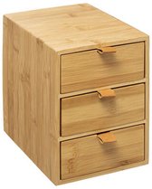 5Five Ladeblokje/bureau organizer 3x lades - bamboe hout - L20 x B15 x H21 cm - lichtbruin