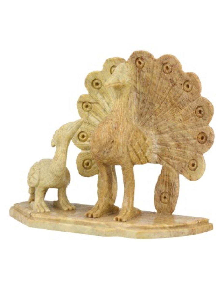 Ruben Robijn Speksteen Pauwenkoppel 11 cm Bonte kleuren