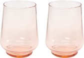 Return to Sender | Glas 400 ml roze - set van 2- stapelbaar - handgeblazen - waterglazen