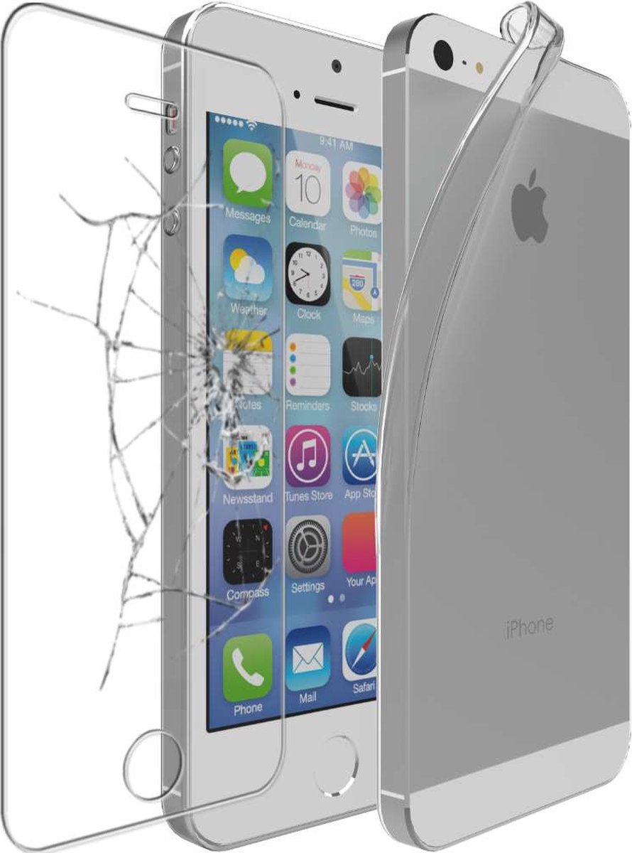 ebestStar - Hoes geschikt voor iPhone SE 5S 5 Apple, Back Cover, Beschermhoes anti-luchtbellen hoesje, Transparant + Gehard Glas