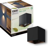 Applique murale rechargeable Calex Cube - Éclairage de jardin haut et bas - Design moderne - Lumière Wit chaude - Pour intérieur et extérieur - Étanche - Installation facile - Sans fil - Rechargeable USB-C - Détecteur de mouvement - Zwart