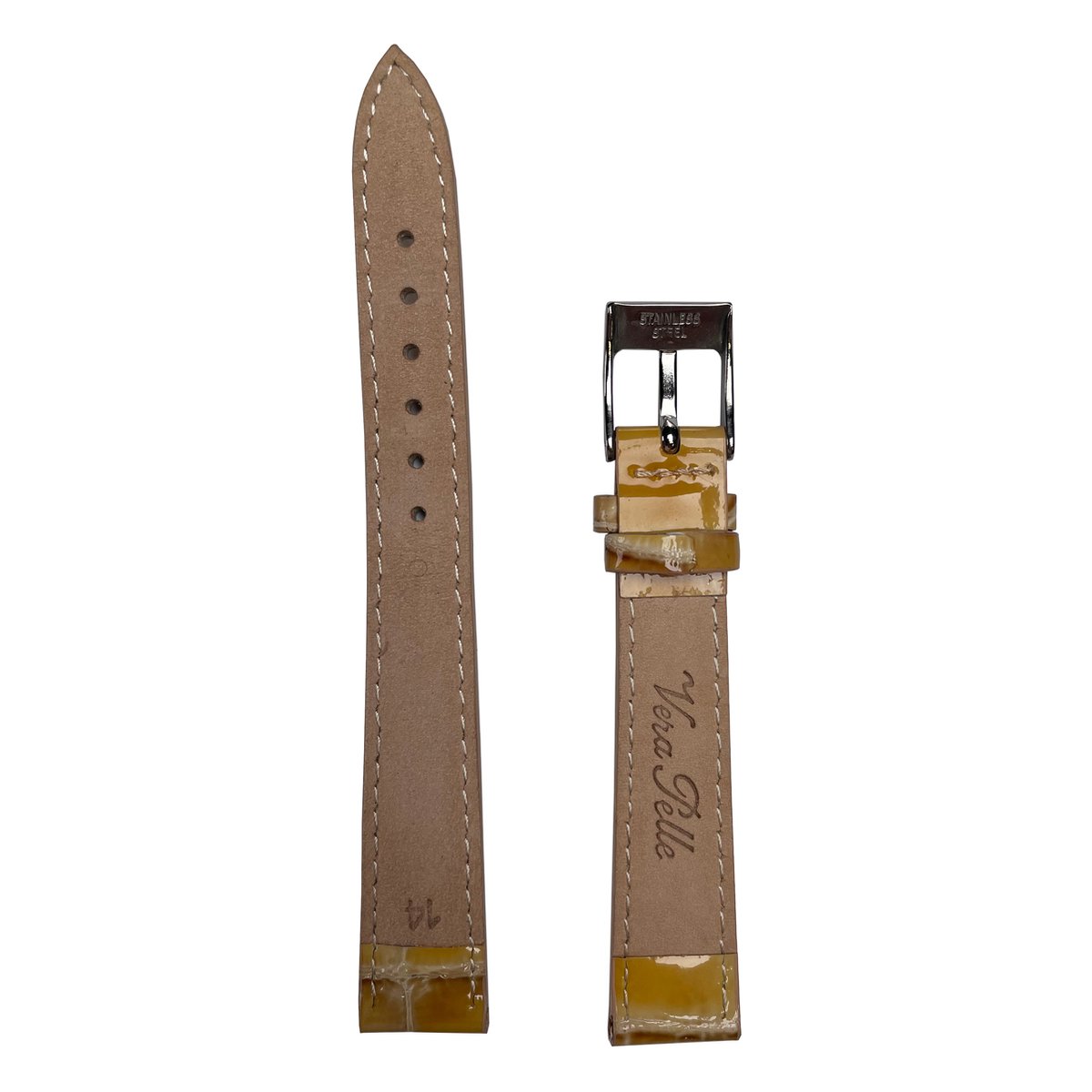 Bracelet Montre 14mm Noir - Cuir Véritable Grain Croco, Unisexe, Neuf Sans étiquette