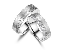Jonline SET Trouwringen Rondom Zirkonia | Vriendschapsringen |Relatie ringen | Set Ringen |