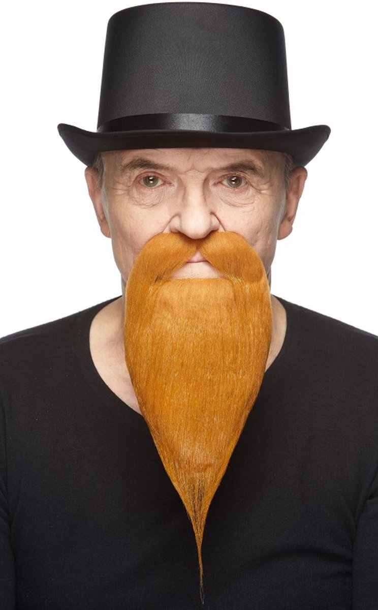 Partychimp Dwergen Baard met Snor Zelfklevend Nep Snor en Baard voor Carnaval Verkleedaccessoire - Bruin/Rood - Imitatiebont