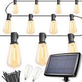 Partizzle Guirlande Lumineuse Solaire LED Edison de 15 M - Guirlande de 25 Lumières - Éclairage de Camping et de Jardin Étanche - Guirlande Lumineuse Solar pour l'Extérieur - 2700k / Wit Chaud