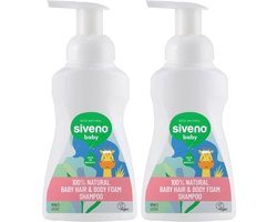 SIVENO Baby & Kids - 2x Natuurlijke Baby Shampoo - Haar & Lichaam - 2x 250 ml - Natuurlijk schuimend - Hypoallergeen - SLS/SLES Vrij - Vegan - Voordeelpak - Dierproefvrij - Dermatologisch getest - PH Neutraal