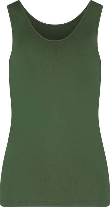 RJ Bodywear Pure Color dames top (1-pack) - hemdje met brede banden - donkergroen - Maat: M