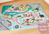 Kindertapijten.be - Stratentapijt - Roadtrip - 130x180cm - Ultrazacht - Anti-slip - Wasbaar - Groot Verkeerskleed / Verkeersmat / Autobaan Speelmat / Verkeerstapijt / Autokleed / Stratenkleed / Speelkeed / Speelmat / Auto Speelkleed / Auto Tapijt