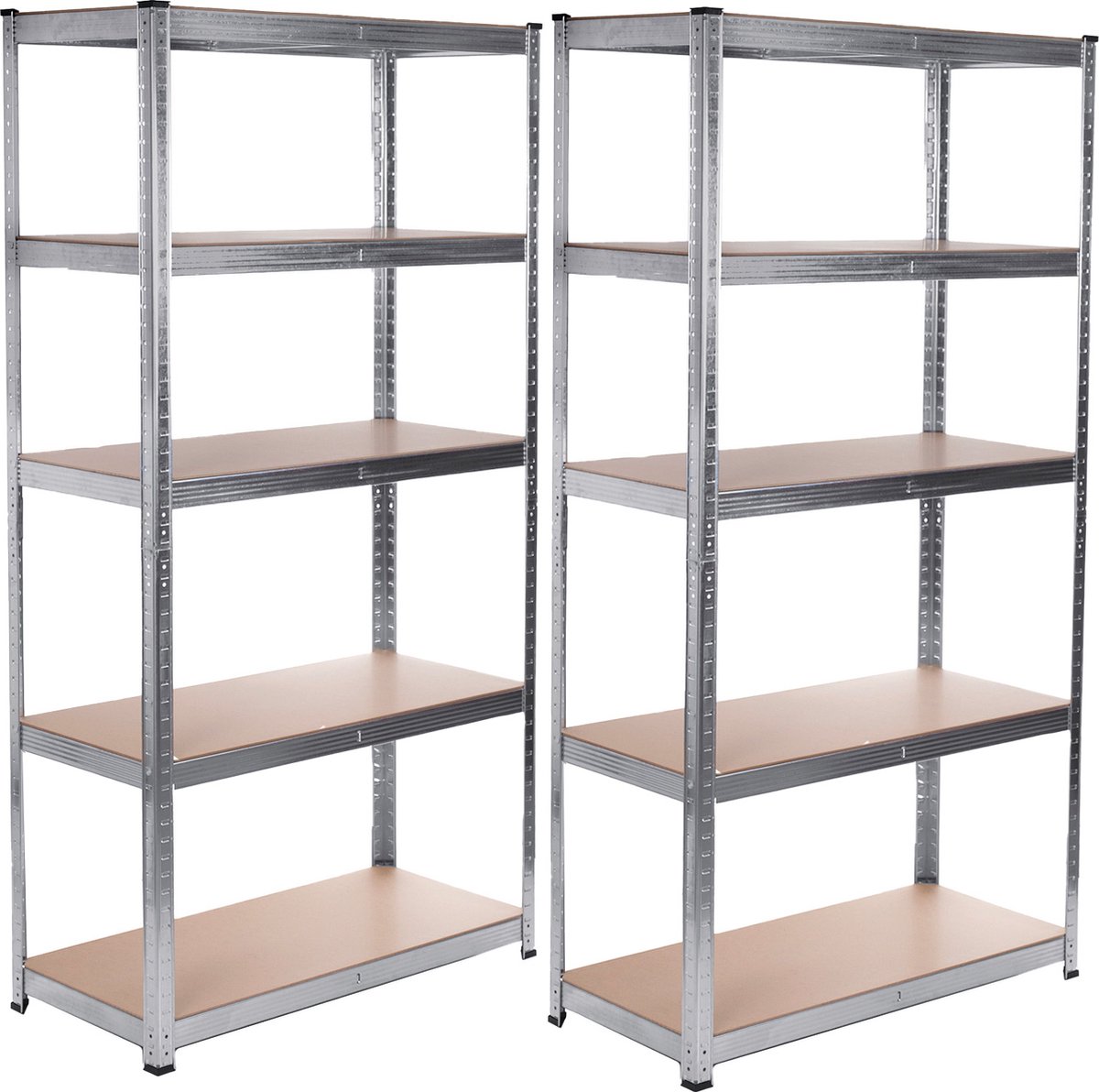 GreenBlue Set van 2 5 planken Opbergrek Stellingkast -voorraadkast -Magazijnstelling 180x90x40cm Metaal