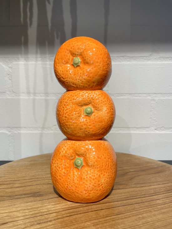 Vaas - Fruitvaas- Bloemenvaas - Keramiek - Oranje - 20 cm - Natuurlijk Bloemen