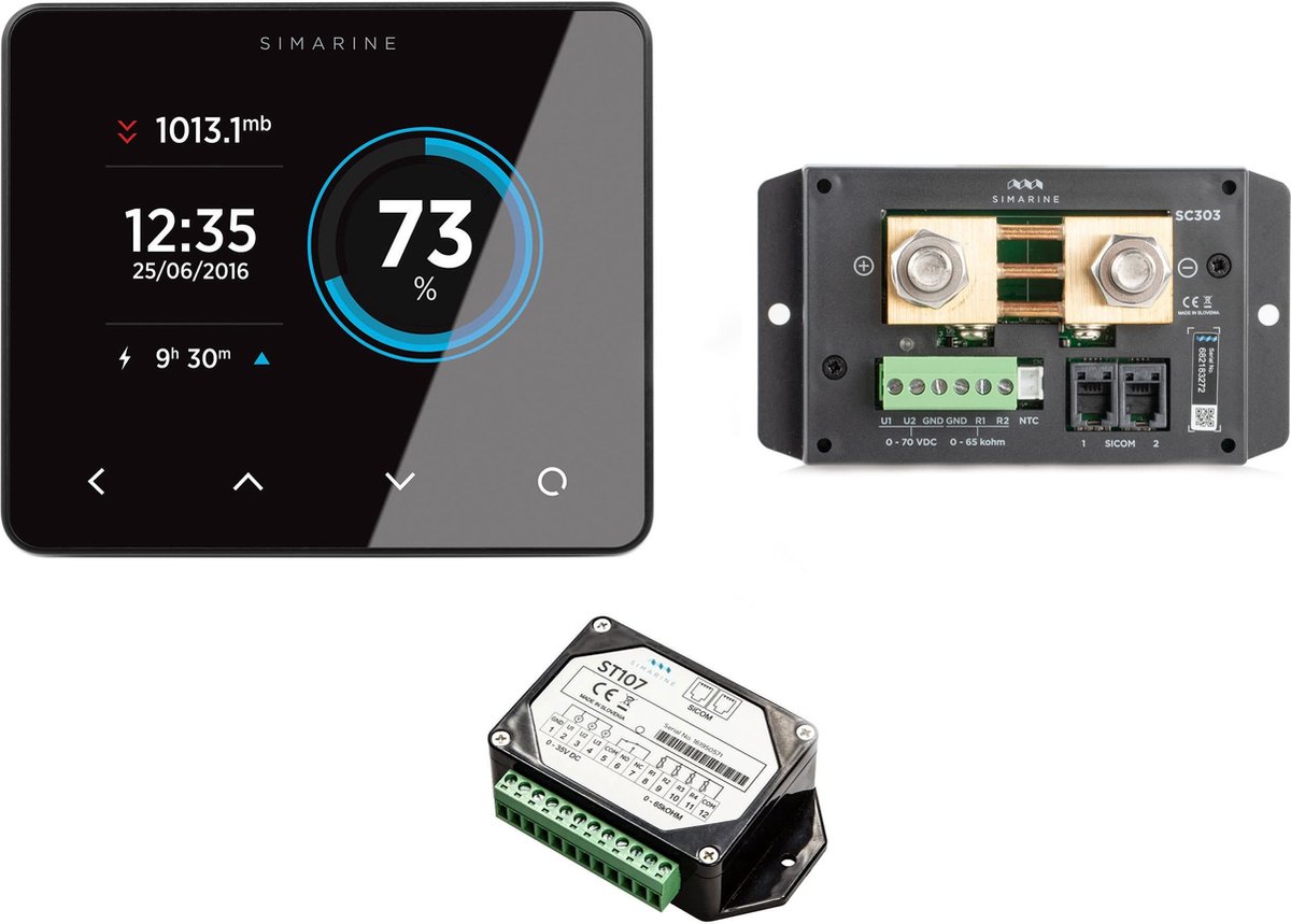 SIMARINE PICO Accumonitor Standaard Set Zwart Inbouwmontage