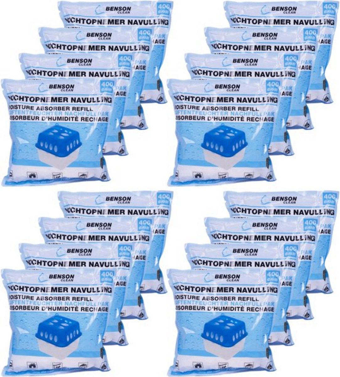 Benson Vochtopnemer navulling - 400 gram - 16 stuks - langdurige werking op Prijzenvolger.com