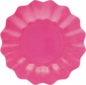 Givi Italia Feestbordjes/gebaksbordjes - schulprand - 8x - fuchsia roze - rond - papier/karton - 21 cm - kinderfeestje