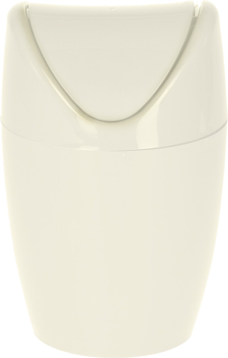 Goedkoopste Excellent Houseware Mini prullenbakje - wit - kunststof - met klepdeksel - keuken aanrecht/tafel model - 1,5 Liter - 12 x 17 cm