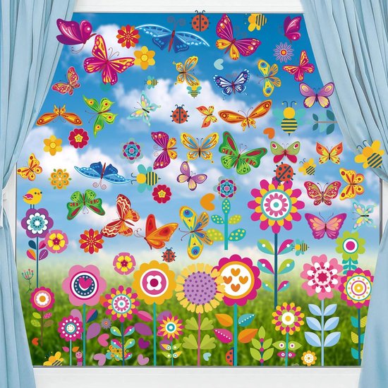 Supzone Raamstickers, zomer, wilde bloemen, raamstickers, lente