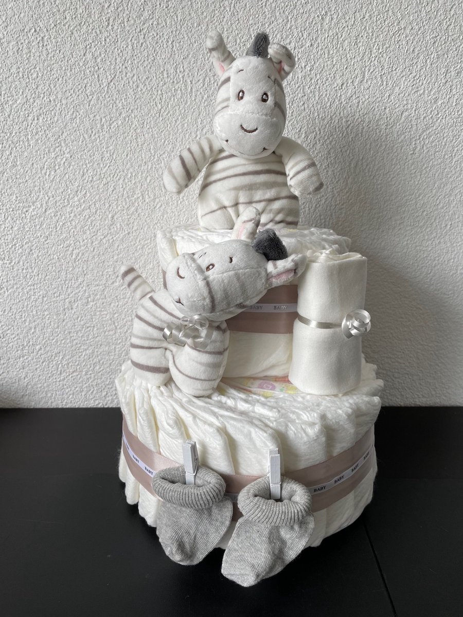Image of 2-Laags Neutrale Luiertaart Zebra
