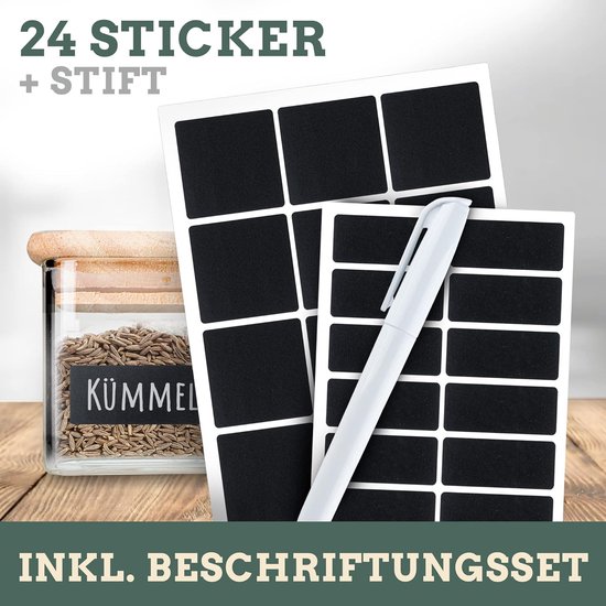 Kruidenpotjes, rechthoekig, 12 x 210 ml, glazen kruidenpotjes met