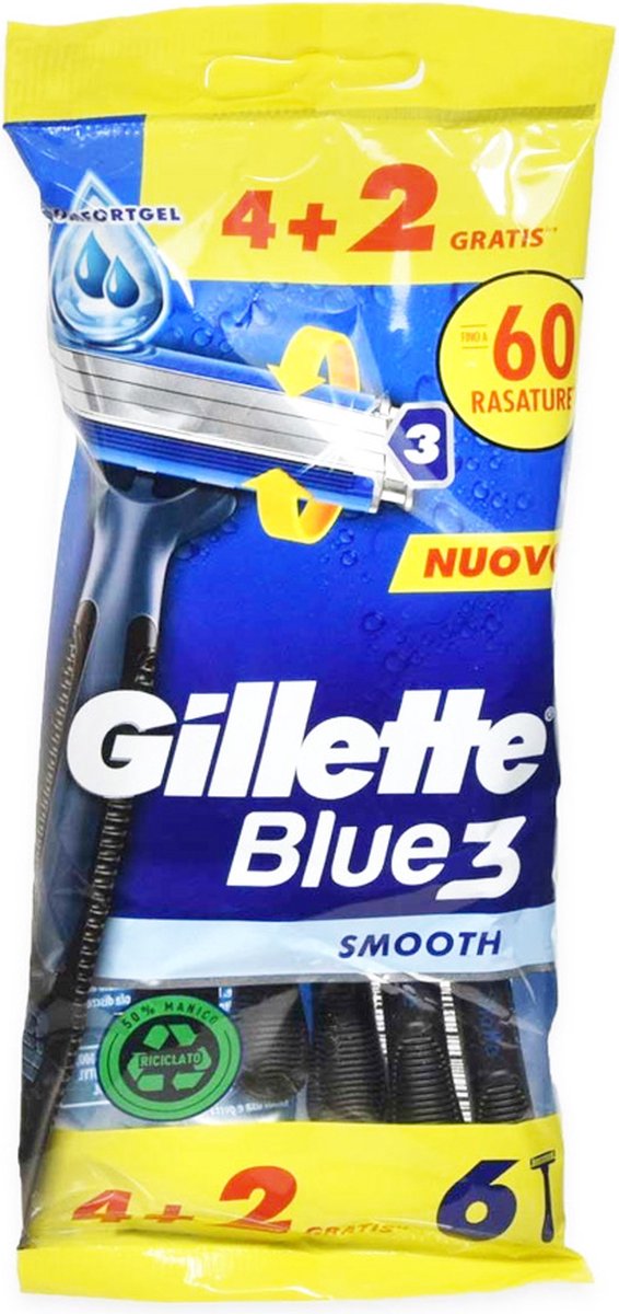 Gillette Blue3 Wegwerpmesjes Mannen Smooth - 4+2 stuks